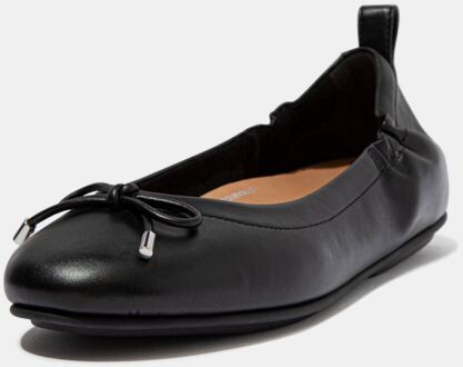 FitFlop Women's Fit Flop Allegro Bow Leather Ballet Pumps in Black Zwart - EU 36 / UK 3