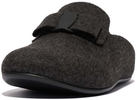 FitFlop Women's Fit Flop Chrissie II Haus e01 Bow Felt Slippers in Black Zwart - EU 43 / UK 9