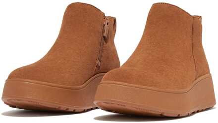 FitFlop Women's Fit Flop F-Mode Suede Flatform Zip Ankle Boots in Tan - maat Bruin