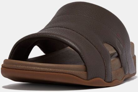 FitFlop Women's Fit Flop Freeway Leather Pool Sliders in Brown Bruin - EU 40.5 / UK 7