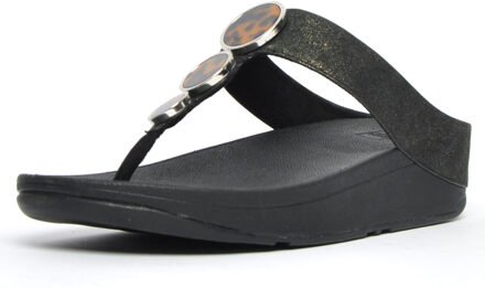 FitFlop Women's Fit Flop Halo Shimmer Toe-Post Sandals in Black Zwart - EU 40.5 / UK 7