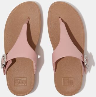 FitFlop Women's Fit Flop Lulu Crystal-Buckle Leather Toe-Post Sandals in Beige - EU 38 / UK 5