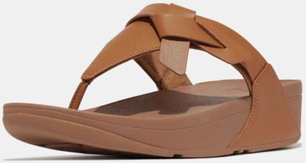 FitFlop Women's Fit Flop Lulu Folded-Knot Leather Toe-Post Sandals in Beige - EU 37 / UK 4