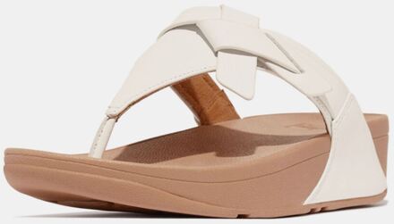 FitFlop Women's Fit Flop Lulu Folded-Knot Leather Toe-Post Sandals in White Wit - EU 42 / UK 8