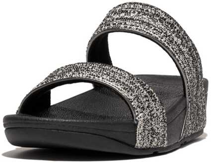 FitFlop Women's Fit Flop Lulu Shimmerweave Sliders in Black - maat Zwart