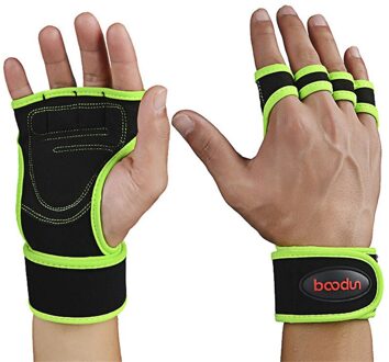 fitness Harde pull pull-ups power booster mannelijke vijf-vinger slip bescherming palm sport pols handschoenen groen