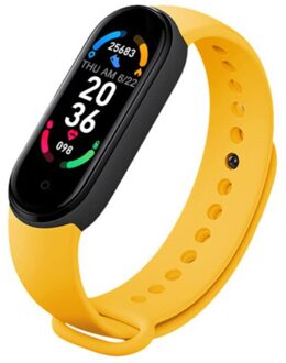 Fitness Tracker Hartslag Bloeddrukmeter Kleur Screen IP67 Waterdichte Mobiele Telefoon M6 Smart Armband Horloge geel