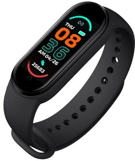 Fitness Tracker Hartslag Bloeddrukmeter Kleur Screen IP67 Waterdichte Mobiele Telefoon M6 Smart Armband Horloge zwart