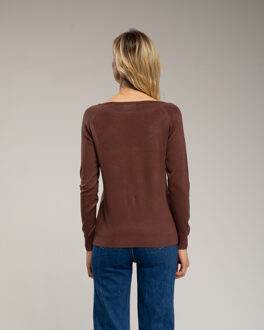 Fitted gebreid trui Bruin - S