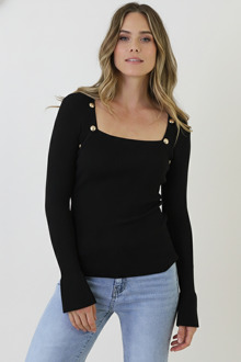 Fitted Heart Neckline Trui Zwart