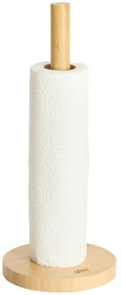 Five keukenrolhouder - 1x - naturel - 12,5 x 32 cm - bamboe hout - Keukenpapier houder
