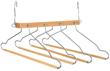 Five Kledinghanger - 4 broeken - hout/metaal - 42 x 45 cm - kleerhanger