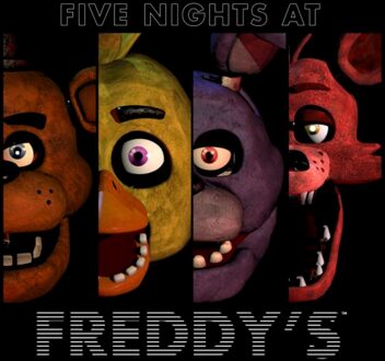 Five Nights at Freddy's Panel X4 Character Unisex T-Shirt - Black - S Zwart