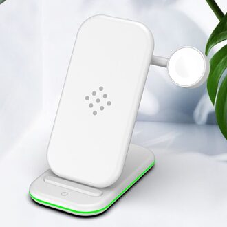 Fivetech 15W Snelle Draadloze Charger Stand Voor Iphone 12 Pro Max 11 Xs Xr 8 Apple Horloge 6 Se opvouwbare Opladen Dock Voor Airpod Pro for iphone wit