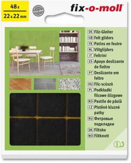 Fix-o-moll Meubelviltglijders Zelfklevend Bruin 22x22mm 48 St