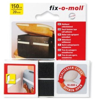 Fix-o-moll plak klittenband 150cm zwart