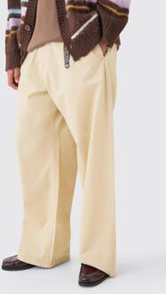 Fixed Waist Extreme Wide Fit Chino With Charm, Stone - 28