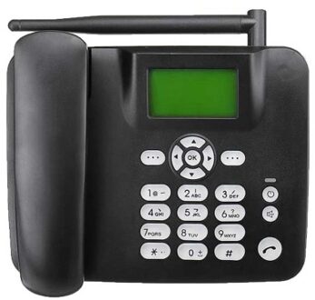 Fixed Wireless Phone 4G Desktop Telephone Support GSM 850/900/1800/1900MHZ SIM Card Cordless Phone with Antenna Radio Alarm Clock SMS Funtion for House Home Call Center Office Company Hotel