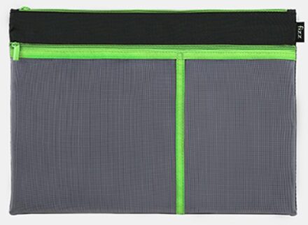 Fizz A4 Bestand Zak Rits Zak A4 Opslag Grote Capaciteit Mesh Bestand Zak Drie Divisies Hand Tas Student Kantoor School briefpapier groen