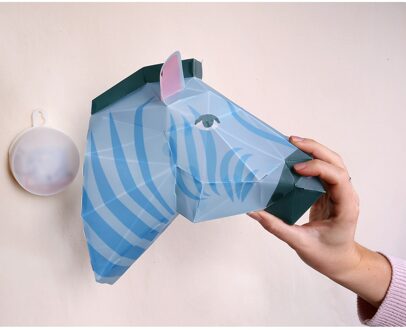 Fizz Creations maak je eigen zebrahoofd led papier wit/blauw Wit,Blauw
