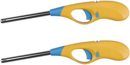 Flame Classics 2x - BBQ/keuken aansteker lange steel - licht oranje - 26 cm