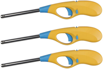 Flame Classics 3x - BBQ/keuken aansteker lange steel - licht oranje - 26 cm