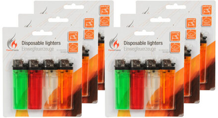 Flame Classics Aanstekers - 24x stuks - gekleurd - 8 cm