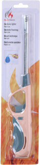 Flame Classics BBQ/keuken aansteker lange steel roze 29 cm - Aansteker