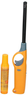 Flame Classics Gasaansteker - lange steel - met navul cilinder - geel - 25 cm - BBQ/ keuken