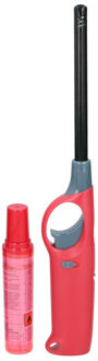 Flame Classics Gasaansteker - lange steel - met navul cilinder - rood - 25 cm - BBQ/ keuken