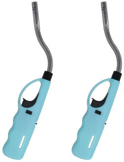 Flame Classics Set van 4x flexibele BBQ/keuken/gas/haard aansteker - blauw - 27 cm - Aansteker