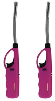 Flame Classics Set van 5x flexibele BBQ/keuken/gas/haard aansteker - roze - 27 cm - Aansteker