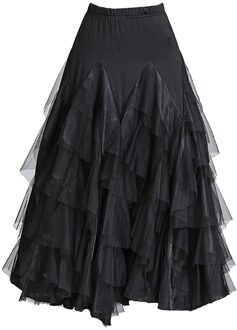 Flamenco Rok Ballroom Waltz Dans Kleding Moderne Kostuums Voor Vrouwen zwart