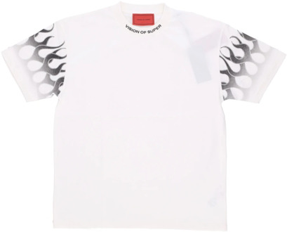 Flames Tee Streetwear Shirt Vision OF Super , White , Heren - Xl,L,M,S,Xs