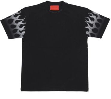 Flames Tee Zwart/Wit Streetwear Vision OF Super , Black , Heren - Xl,L,M,S