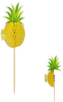 Flamingo Ananas Cupcake Topper Fruit Tandenstoker Voor Hawaii Thema Beach Party Decoratie Bruiloft Verjaardag Cake Topper Supplies8 A01 / 60stk