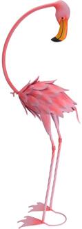 Flamingo metaal 30x16x70cm Roze
