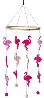 Flamingo mobiel/boxmobiel - roze - hout/vilt - 45 cm Multi