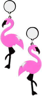 Flamingo oorbellen - roze - Hawaii - Tropical party - dames - carnaval verkleed accessoires