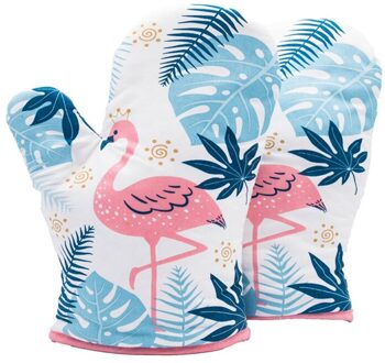 Flamingo Patroon Magnetron Handschoenen Hittebestendig Oven Handschoenen Pannenlap Geïsoleerde Pad Thermodynamische Keuken Gereedschap WT