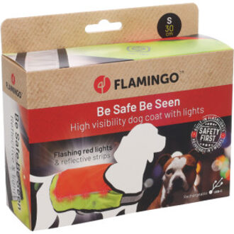 Flamingo Veiligheidsvest Simi fluo oranje met led licht voor de hond L