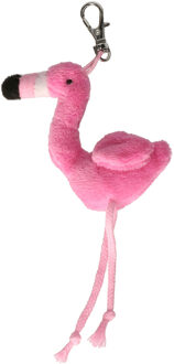 Flamingo vogel sleutelhanger - pluche - 6 cm