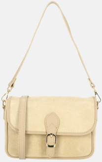 flap crossbody tas suede lichttaupe Beige