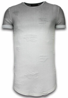 Flare Effect T-shirt - Long Fit Shirt Dual Colored - Grijs - Maten: M