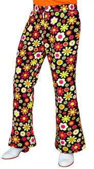 Flared Broek 60's Bloemen Zwart Heren Zwart, Multikleur - Print