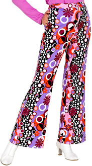 Flared Broek Paars 70's Groovy Dames Paars - Lila, Multikleur - Print