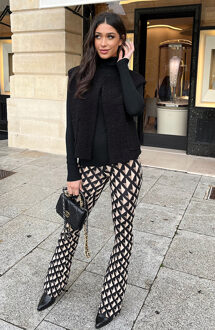 Flared Broek Square Black Beige/Zwart