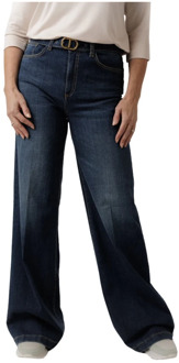 Flared Denim Jeans met hoge taille en riem Twinset , Blue , Dames - W29