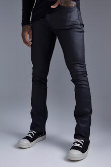Flared Skinny Jeans Met Coating, Black - 30R