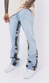 Flared Slim Fit Jeans Met Camo Panelen, Light Blue - 32